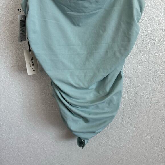 NEW NWT Aritzia Contour Squareneck Ruched Thong Bodysuit Aquamarine Green Large - Picture 9 of 14